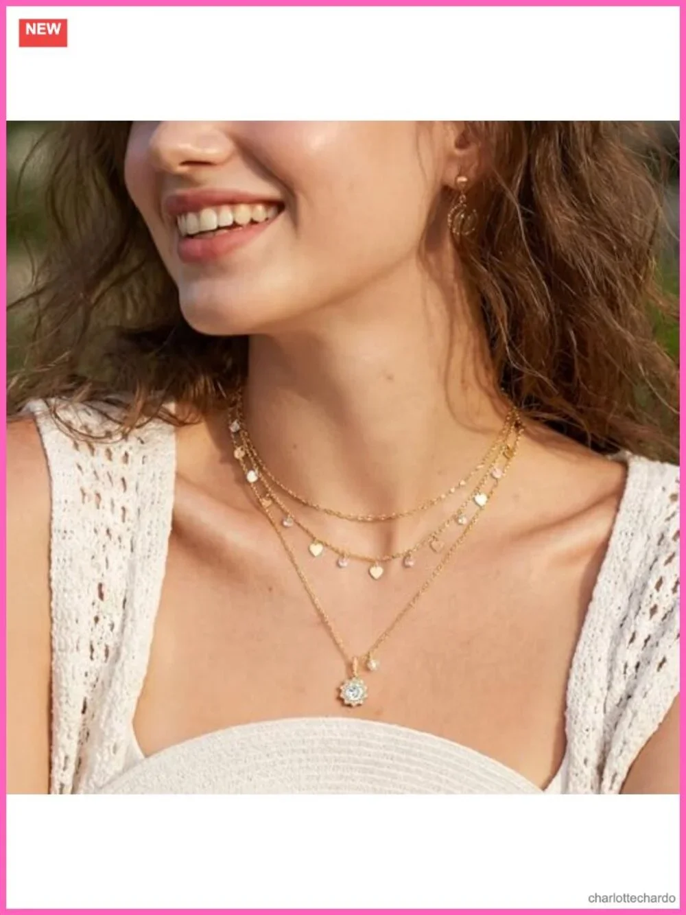 14K Gold Plated Cubic Zirconia Sun Pendant Necklace 17.7in Adjustable
